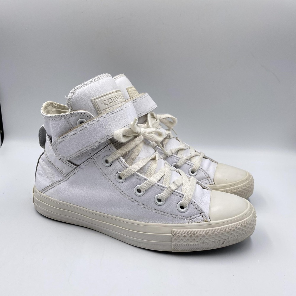 Converse Shoes Womens Size 8 White Chuck Taylor All Star Leather Strap‎ 549852C